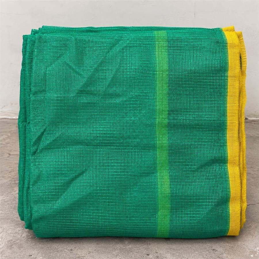 Folded green net with a yellow border